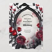 Gothic Red Black Rose bis zum Tod machen uns Teil Einladung (Vorne/Hinten)