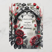 Gothic Red Black Rose bis zum Tod machen uns Teil Einladung (Vorne/Hinten)