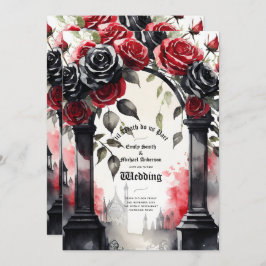 Gothic Red Black Rose bis zum Tod machen uns Teil Einladung