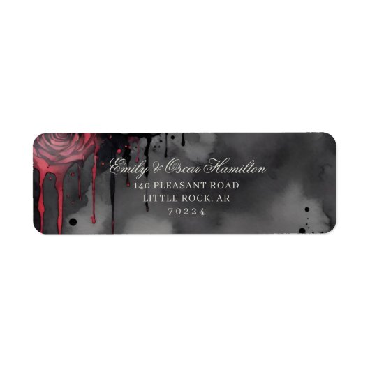 Gothic Red & Black Rose Elegant Return Address (Vorne)