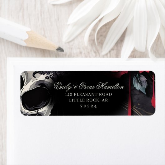 Gothic Red & Black Rose Elegant Return Address (Insitu)