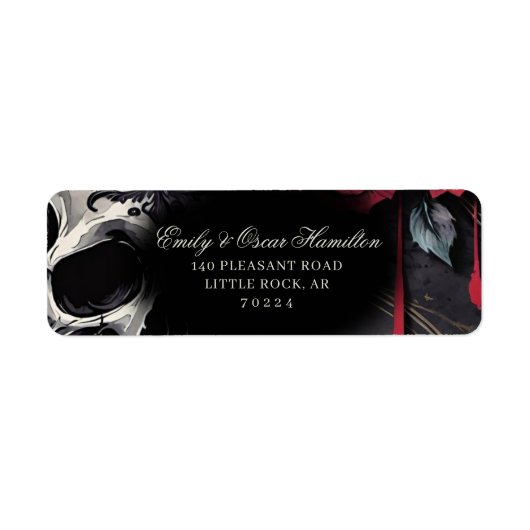 Gothic Red & Black Rose Elegant Return Address (Vorne)