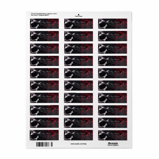Gothic Red & Black Rose Elegant Return Address (Vorne)
