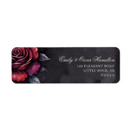 Gothic Red & Black Rose Elegant Return Address