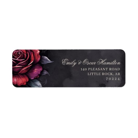 Gothic Red & Black Rose Elegant Return Address (Vorne)