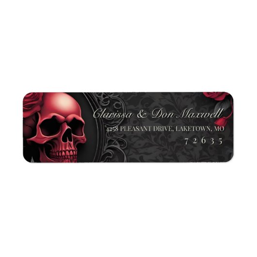 Gothic Red & Black Skull & Rose Return Address (Vorne)