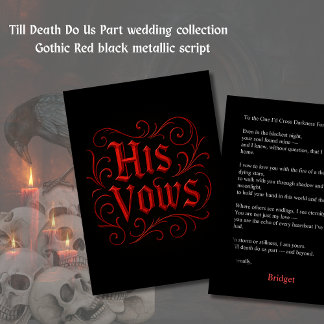Gothic Red & Black Wedding Vow Letter - seine Stim Karte