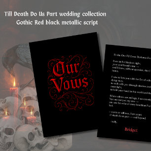 Gothic Red & Black Wedding Vow Letter - unsere Vow Karte