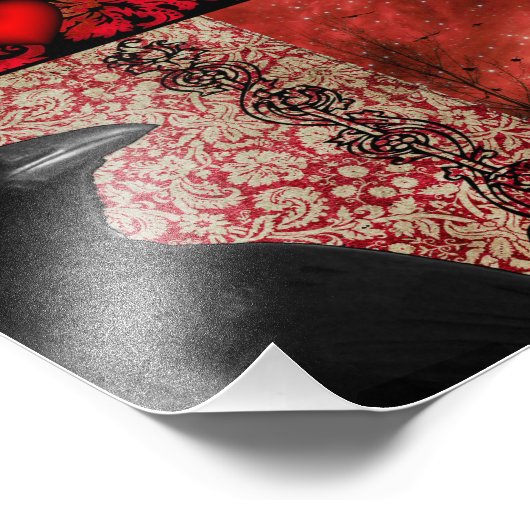 Gothic Red Crow Collage Fotodruck (Ecke)