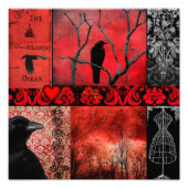 Gothic Red Crow Collage Fotodruck (Vorne)
