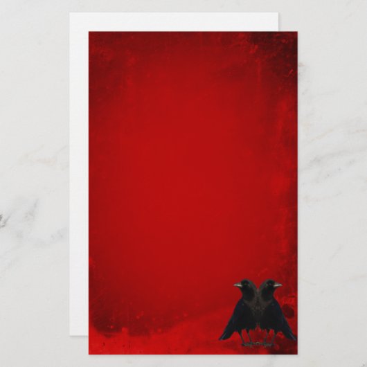 Gothic Red Crows Briefpapier (Vorne/Hinten)