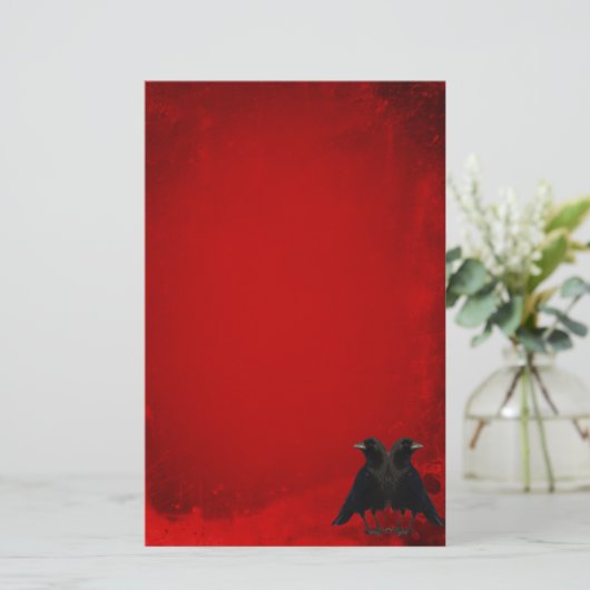 Gothic Red Crows Briefpapier (Stehend Vorderseite)