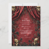 Gothic Red Curtain Skull Halloween Soirée Einladung (Vorderseite)