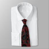 Gothic Red Damask Gray Black Floral Wedding Krawatte (Gebunden)