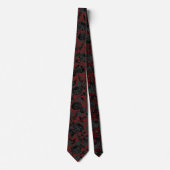 Gothic Red Damask Gray Black Floral Wedding Krawatte (Vorderseite)
