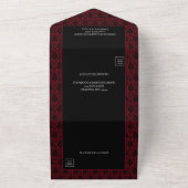 Gothic Red Damask Rose Wedding All In One Einladung (Außenbereich)
