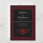 Gothic Red Damask Rose Wedding Einladung (Vorderseite)