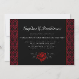 Gothic Red Damask Rose Wedding Invitation Einladung