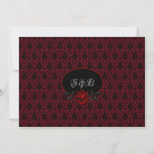 Gothic Red Damask Rose Wedding Invitation Einladung (Rückseite)