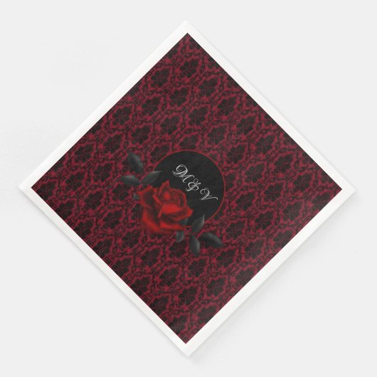 Gothic Red Damask Rose Wedding Serviette (Ecke)