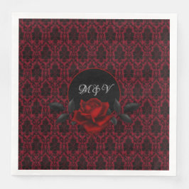 Gothic Red Damask Rose Wedding Serviette