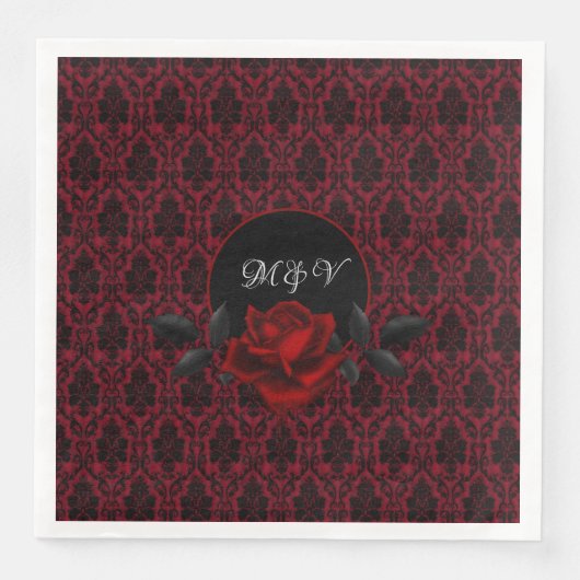 Gothic Red Damask Rose Wedding Serviette (Vorderseite)
