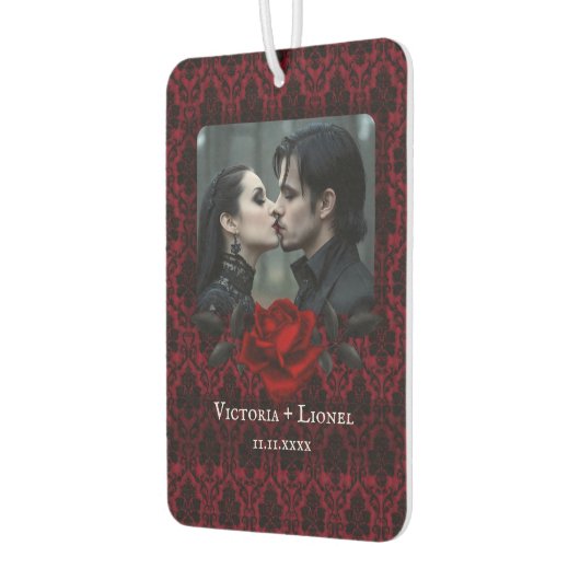 Gothic Red Damast Rose Personalisiert Autolufterfrischer (Links)