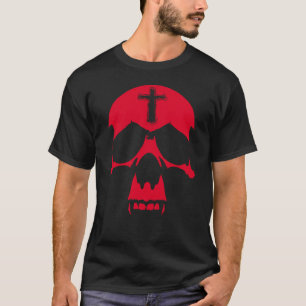 Gothic Red Demon Skull Illustration T-Shirt