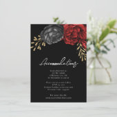 Gothic Red Floral Hochzeitsunterkünfte Umschließun Begleitkarte (Stehend Vorderseite)