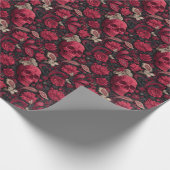 Gothic Red Floral Skull Illustration Geschenkpapier (Ecke)