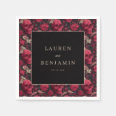 Gothic Red Floral Skulls Serviette (Vorderseite)