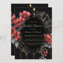 Gothic Red & Gold Floral Spider Web-Brautparty
