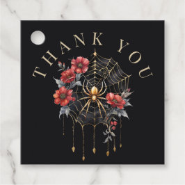 Gothic Red & Gold Floral Spiderweb Vielen Dank Geschenkanhänger
