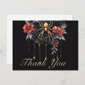 Gothic Red & Gold Floral Spiderweb Vielen Dank Postkarte (Vorne/Hinten)
