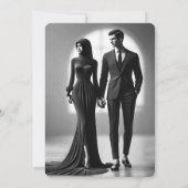 Gothic Red Gray Floral Foto Save the Date (Rückseite)