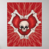 Gothic Red Head mit Knochenschädel auf Spirallinie Poster (Vorne)