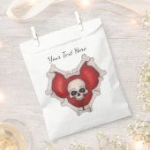 Gothic Red Heart Bone Border White Skull Geschenktütchen (Ausgeschnitten)