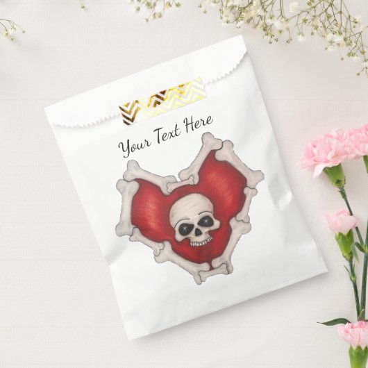 Gothic Red Heart Bone Border White Skull Geschenktütchen (Versiegelt)