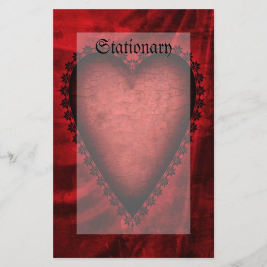 Gothic Red Heart Briefpapier (Vorderseite)