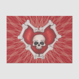 Gothic Red Heart of Bones White Skull Spiral Lines Seidenpapier