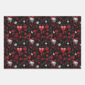 Gothic Red Hearts and Roses Geschenkpapier Set (Vorderseite)