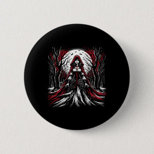 Gothic Red Riding Hood Dark Halloween Spooky Button