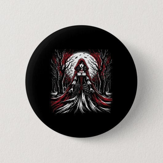 Gothic Red Riding Hood Dark Halloween Spooky Button (Vorderseite)