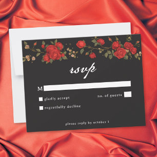 Gothic Red Rose Bis dass der Tod uns scheidet Hoch RSVP Karte