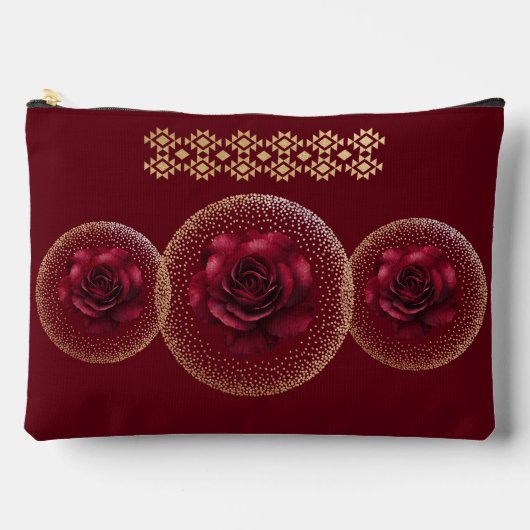 Gothic Red Rose & Gold Personalisiert Zubehörtasche (Vorderseite)