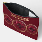 Gothic Red Rose & Gold Personalisiert Zubehörtasche (Offen)