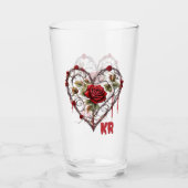 Gothic Red Rose Heart Vine Artwork Glas (Vorderseite)