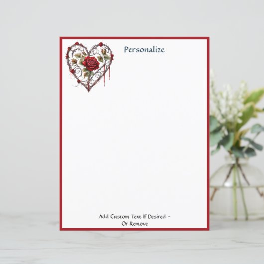 Gothic Red Rose Heart Vine Artwork Personalized (Stehend Vorderseite)