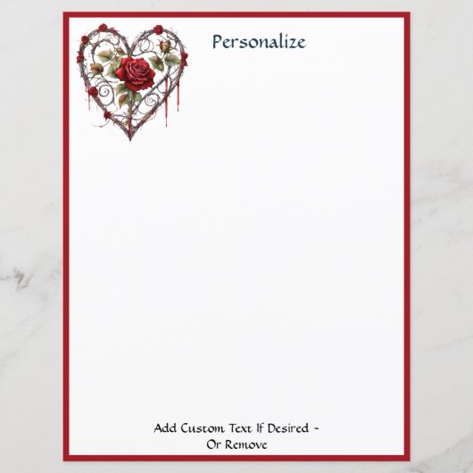 Gothic Red Rose Heart Vine Artwork Personalized (Vorderseite)