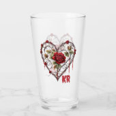 Gothic Red Rose Herz Reben Kunstwerk Glas (Rückseite)